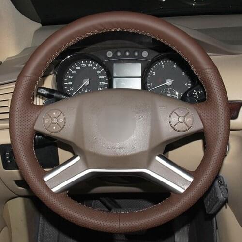 Black Artificial Leather Car Steering Wheel Cover for Mercedes Benz M-Class 2009-2011 R-Class 2010-2017 GL-Class 2010