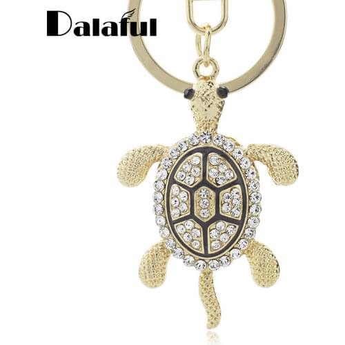 Exquisite Lovely Turtle Tortoise Keyrings Keychains Fashion Crystal Bag Pendant Key Chains Holder Rings For Car K316 New