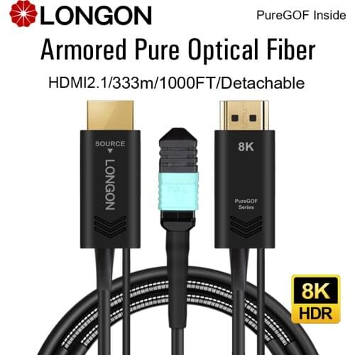 LONGON Armored Pure Optical Fiber HDMI2.1 Cable Support 8K 60Hz 4K 120Hz For PS5 RTX3080 VR Medical 8K TV Project 10M 15M 0.25m