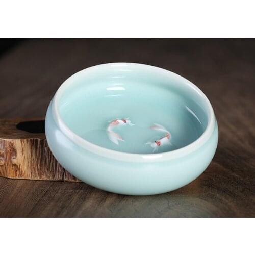 Longquan Celadon Ceramic Ru Kiln Pen Washing Tea Accessories Small Pink Blue Cup Washer