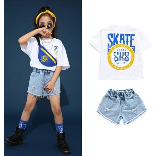 Fashion Jazz Dance Costumes Girls Hip Hop Stage Rave Clothes Street Dance Practice Wear Kids Performance Clothing Suit DC4795