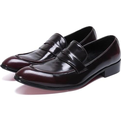 Retro Men Dress Shoes Brogue Style Party Leather Formal Shoes Wedding Shoes Men Flats Leather Oxfords Slip on Shoes Sepatu Pria