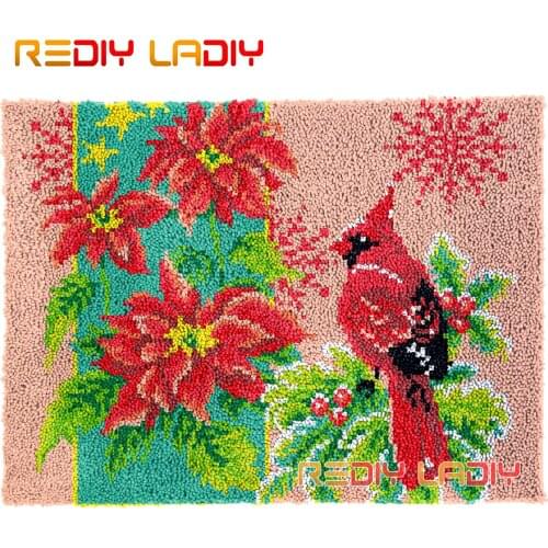 Latch Hook Rug Kits Two Birds Seat Cushions DIY Carpet Rug Chunky Yarn Needlework Crocheting Tapestry Knotted Floor Mat Crafts