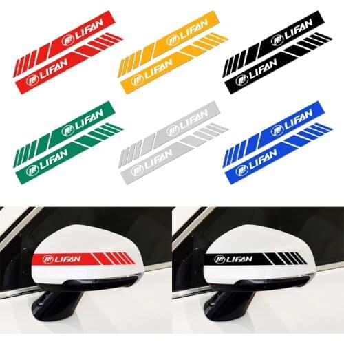 2pcs 20cm*2cm Rear View Mirror Sticker Reflective Decoration Decals for Lifan Solano X60 X50 520 620 320 Car styling