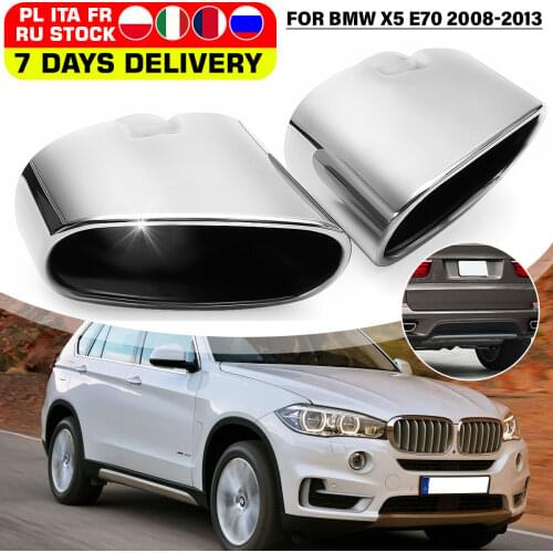 Stainless Steel Chrome Car Exhaust Tips Dual Tailpipe Muffler Pipe Cover For BMW X5 E70 E53 2000-2016 Car-styling Accessories