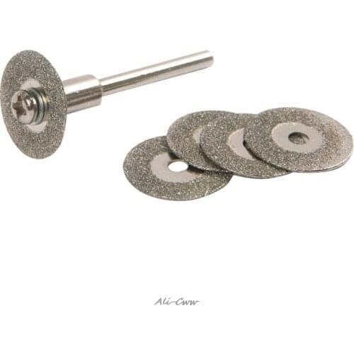 2018 5PCS 22mm Emery Diamond cutting blades Drill Bit+1 Mandrel for Dremel Set