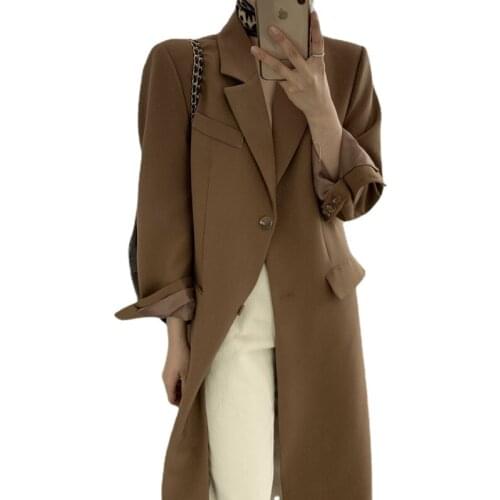 Autunm Winter Trench Women Casual Loose Long Coat Windbreaker Buttons Korean Outwear Office Lady Elegant Clothes