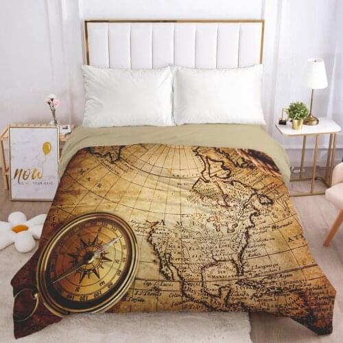 1pc Duvet cover Double/Queen/King 220x240/90/135/150 3D Bedding Comforter/Quilt/Blanket Cover with Zipper Retro map