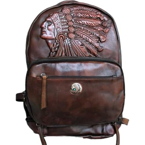 Luxury Vintage Leather Mens Backpack Men Genuine Leather Laptop Bag Male Schoolbag Casual Large Capacity Travel Cow Leather