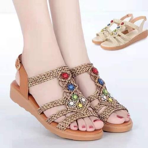 String Bead New Women Sandals Beach Shoes with Premium Weaving Band