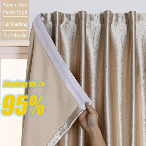 Punch-free Bedroom Curtains Velcro Curtain Luxury Decor Full Shading Curtains for Living Room Easy Installation Roller Blinds
