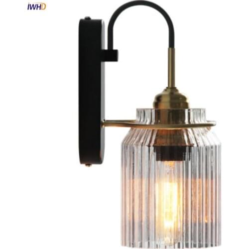 Nordic Concise Wall Lamp LED American Vintage Wall Light Glass Lampshade Wandlamp Bedroom Mirror Lights For Home Decoration