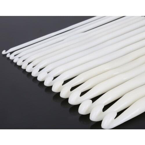 Hot Sale 1Pcs 3/4/5/6/7/8/9/10mm Pure White Plastic Handle Crochet Hook Knitting Needles Thick Head Tools DIY Crafts Accessories