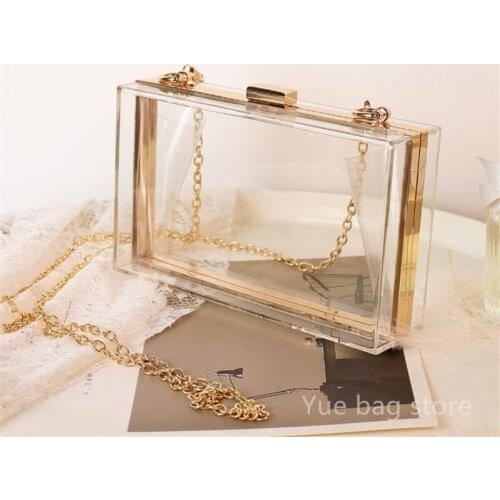 New Acrylic Transparent Women Clutch Bag Chain Crossbody Bag Shoulder Bag See Through Handbags Evening Clutch 40#824