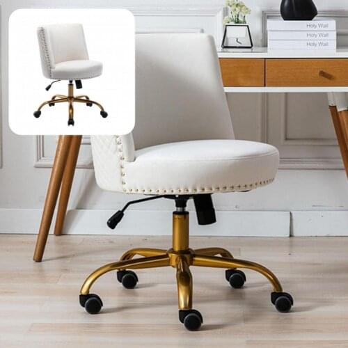 Skin-friendly Useful Adjustable Height Swivel Accent Chair Metal Base Vanity Chair Ergonomic Design for Study