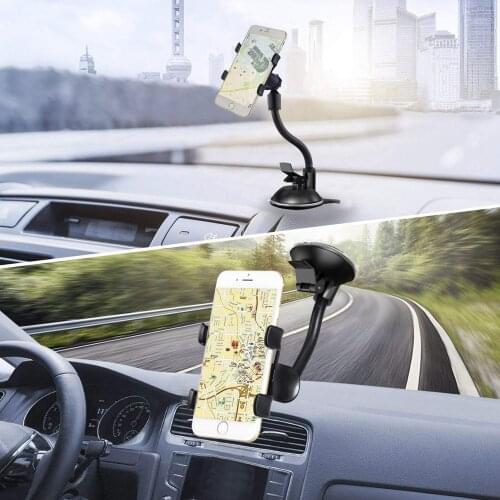 360 Degree Rotating Clip Windshield Smartphone Mobile Phone Mount Holder Suction Cup Car Stand Holder For iphone 6 6S 7 8 Plus X