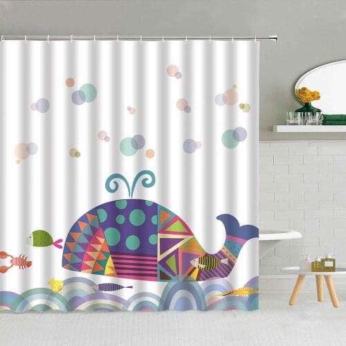 Cartoon Animal Dolphin Ocean Cat Dinosaur Shower Curtain High Quality Fabric Bathroom Supplies Decor With Hooks Cloth Curtains