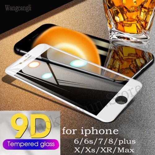 9D Tempered Glass on for iPhone X 6 6s 7 8 Plus Xs protective Glass iPhone 7 Screen Protector iPhone 8 Xr Xs Max Tempered Glass