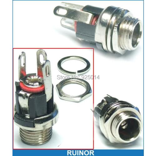 10pcs Copper 5.5mm x 2.1mm DC plug 2.0mm Socket Power Charger CCTV Panel Mount