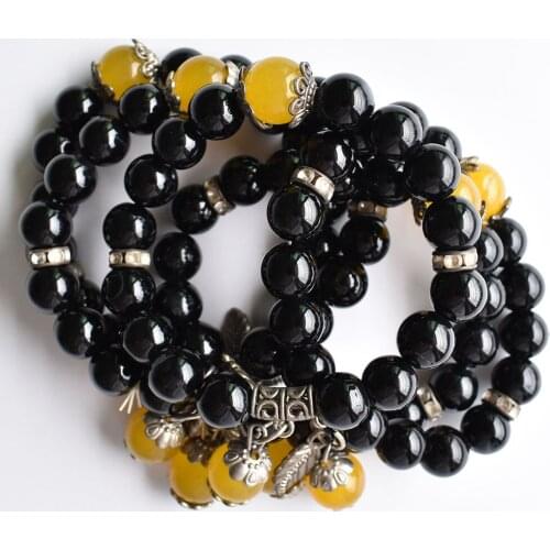 2PC Natural assorted onyx Bead Bracelet man Women Girls Fashion Stone Handmade Strength Yoga Healing Energy Jewelry Gift