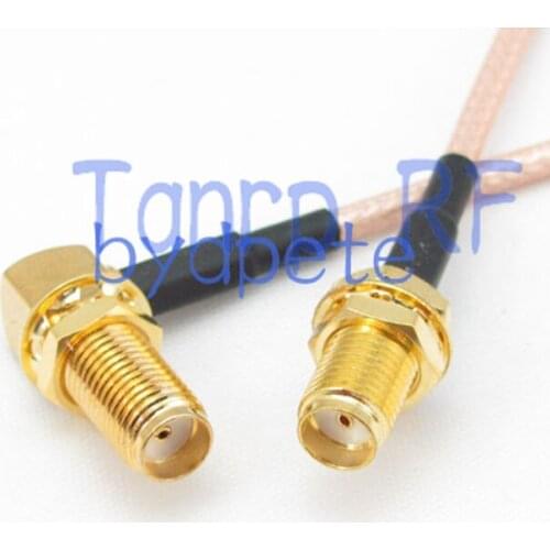 Free Shipping 2PCS 20INCH SMA female to jack right angle RF connector 50CM Pigtail coaxial jumper cable RG316 extension cable