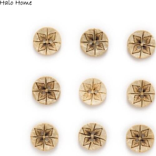 30pcs 2 Hole Coconut Buttons Clover Pattern Home Sewing Scrapbooking Decor Clothing Handwork Gift 13mm