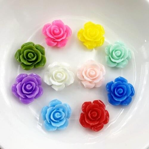 Mail free rose-blossom resin 15mm | 60 pieces, beautiful color handmade decorative process/jewelry repair crystal applique