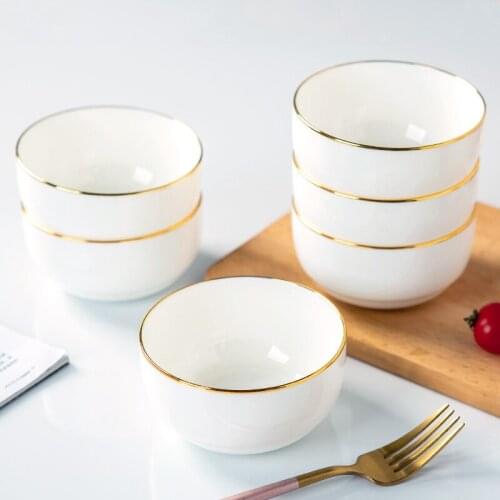 Phnom Penh Bowl White Breakfast Soup Bowl Round Minimalist Noodles Bone China Korean Vaisselle Cuisine HomeTableware ED50TW