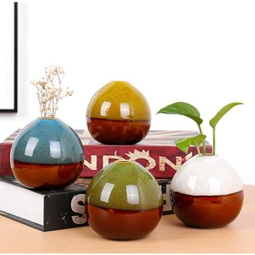 Home Garden Decoration European Hydroponic Floral Glass Ceramics Dried Flower Vase Desktop Fashion Green Planting Pot Artware
