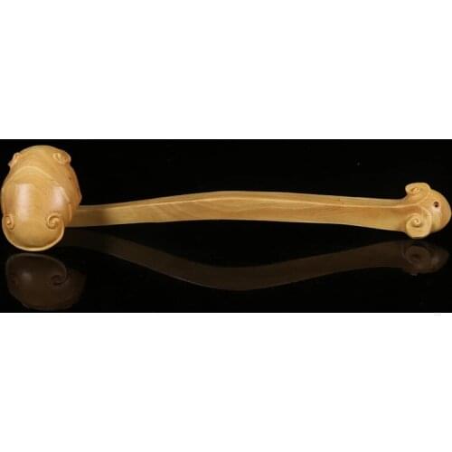 Lotus double Ruyi figurine Wood carved flowers and birds statue New Year home decoration Safe Trip Wherever You Go wooden gifts