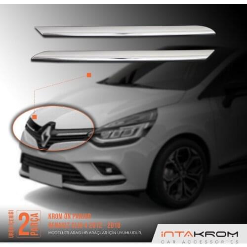 For Clio 4 HB Chrome Front Grille Lath 2 Piece (2012 and Above) chrome Styling Accessories Modified Car Exterior Makeup Designed Piece