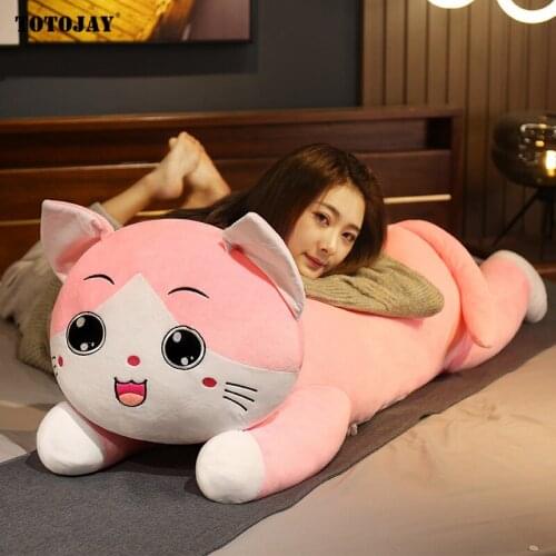 Huggable Creative Long Soft Toys Plush Animal Cat Cute Office Lunch Break Nap Sleeping Pillow Cushion Stuffed Gift Doll for Kids