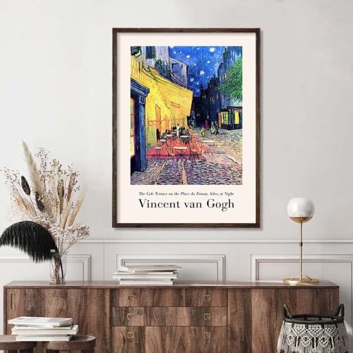 Classic Vintage Van Gogh The Cafe Terrace Abstract Poster Canvas Paintings Wall Art Print Pictures Living Room Home Decoration