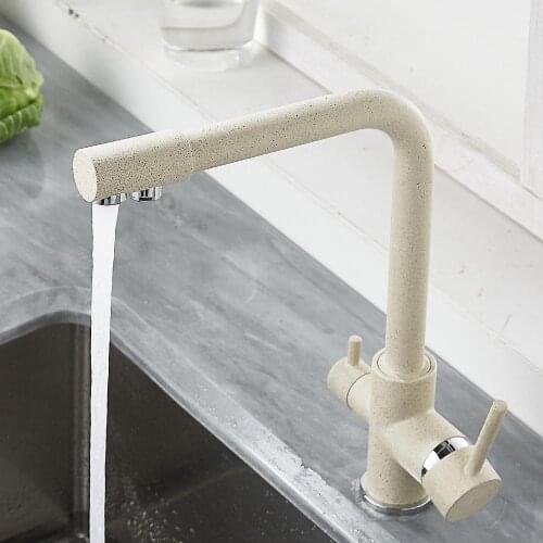 Kitchen Filtered Faucet Balck with Dot Brass Purifier Faucet Dual Sprayer Drinking Water Tap Vessel Sink Mixer Tap Torneira