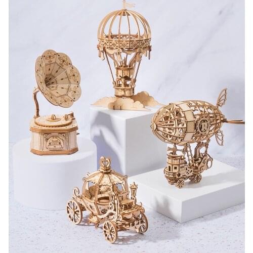 Creative 3D three-dimensional jigsaw puzzle DIY wooden puzzles Aircraft ship World Architecturemodel adult children toys