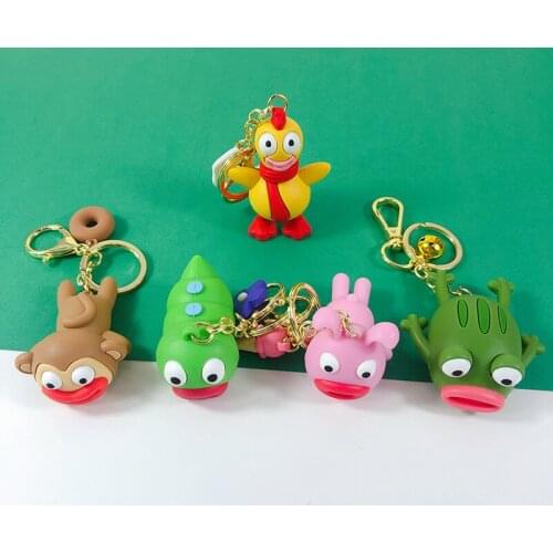 Cute Big Mouth Animal Keychain for women Bag Charms Pendant Monkey caterpillar frog duck Key Chain Key Ring Gold Buckle Jewelry