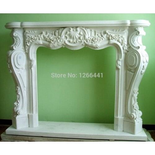 Marble fireplace mantel classic European style reception room fireplace surround carved natural stone furniture