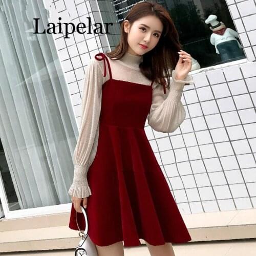 New Korean Version Suspender Dress Slim Velvet Pure Temperament Elegant Youth