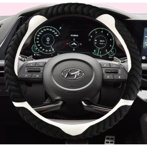 Non-slip Warm Flannelette Car Steering Wheel Cover Anti-slip for Hyundai i30 kona i10 i35 elantra santa fe Auto Accessories