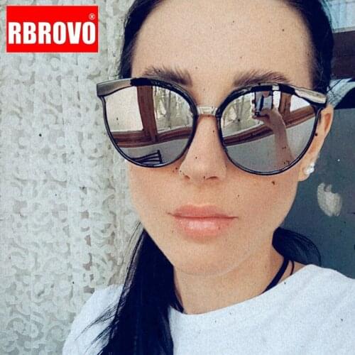 RBROVO Cateye Sunglasses Women 2021 Luxury Sun Glasses Women/Men Vintage Cat Eye Glasses Women Mirror Lunette De Soleil Femme