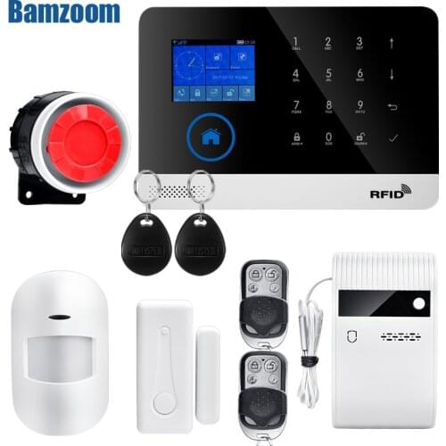 WIFI GSM GPRS Alarm system APP Remote Control RFID card Arm Disarm with color screen SOS button Languages switchable
