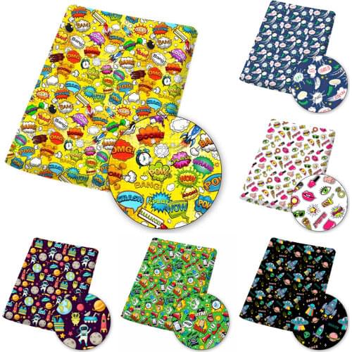 Polyester Cotton Fabric Cartoon Cloth Fabrics Boom Bang Sound Symbol for Dress Sewing Needlework DIY Crafts Material 45*145cm/pc