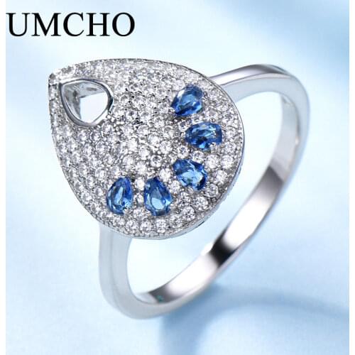 UMCHO Nano Gemstone Rings for Women Genuine 925 Sterling Silver Fashion May Birthstone Ring Romantic Gift Fine Jewelry