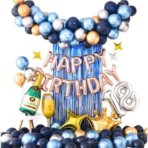 Balloon Arch Kit Blue Gold Latex Garland Balloons Baby Shower Supplies Backdrop Party Decor Anniversaire Enfant Kids Birthday