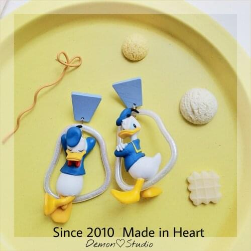 Disney Baby Dolls Jewellery Girls Toys Earrings Donald Duck Fashion Women Earring Cartoon Pendant Ear Clip Girls Birthday Gifts
