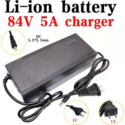 84V 5A Lithium Battery Charger DC 5.5*2.1MM for 20S 72V Li-ion battery AC 110-220V ebike Motorcycle Charger With fan EU US Plug