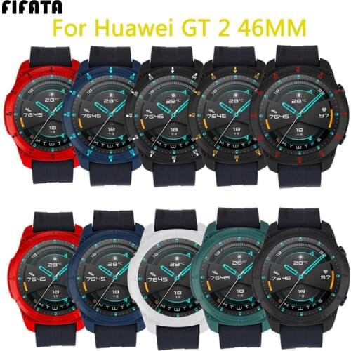 FIFATA Two-Color PC Material Military Style Watch Protective Case For Huawei Watch GT 2 46MM Smart Watch Replacement Case Cover