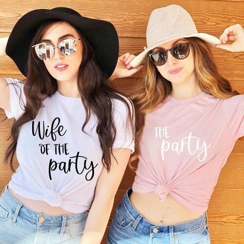 Wife of The Party Women Aesthetic T-shirt Bachelorette Bridal Bride Wedding Shower Female Short Sleeve T Shirts Ropa De Mujer