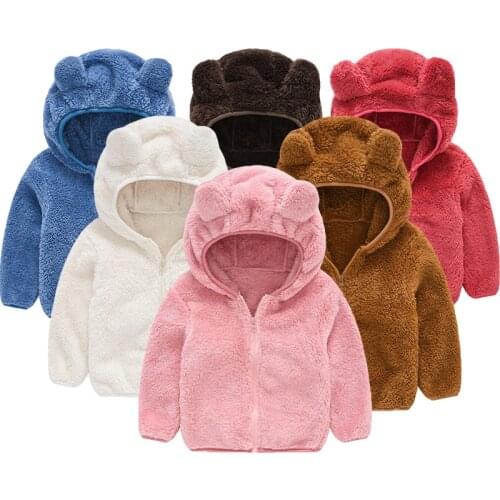 Winter Faux Fur Soft Fleece Jackets For Baby Girls Boys Cute Ears Thicken Coat Infant Warm Outerwear Snowsuit Infant Kid Clothes