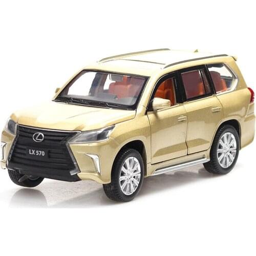1:32 Alloy Diecast Car LX570 High Simulator Music Light Pull-back Return Birthday Gift Boy Toys Christmas Present Color Box Pack